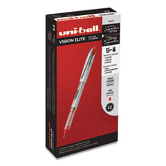 VISION ELITE Roller Ball Pen, Stick, Bold 0.8 mm, Red Ink, White/Red Barrel