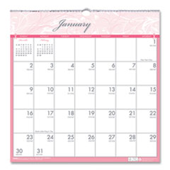 Recycled Monthly Wall Calendar, Breast Cancer Awareness Artwork, 12 x 12, White/Pink/Gray Sheets, 12-Month (Jan-Dec): 2024