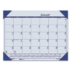 EcoTones Recycled Monthly Desk Pad Calendar, 22 x 17, Ocean Blue Sheets/Corners, Black Binding, 12-Month (Jan-Dec): 2024