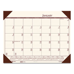 EcoTones Recycled Monthly Desk Pad Calendar, 22 x 17, Moonlight Cream Sheets, Brown Corners, 12-Month (Jan to Dec): 2024