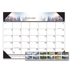 Recycled Full-Color Photo Monthly Desk Pad Calendar, 22 x 17, 2022