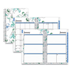 Lindley Weekly/Monthly Wirebound Planner, 8 x 5, White/Blue, 2022