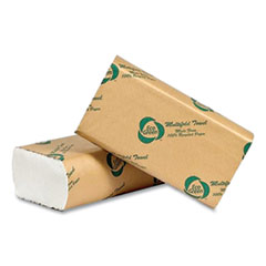 Recycled Multifold Paper Towels, 1-Ply, 9.5 x 9.5, White, 250/Pack, 16 Packs/Carton