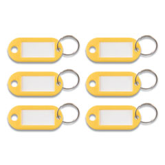 Key Tags Label Window, 0.88 x 0.19 x 2, Yellow, 6/Pack