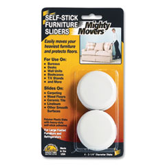 Mighty Movers Self-Stick Furniture Sliders, Round, 2.25" Diameter, Beige, 4/Pack