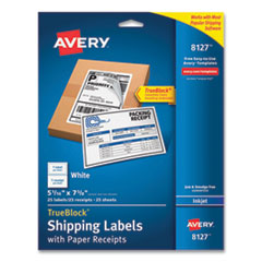 Shipping Labels with TrueBlock Technology, Inkjet Printers, 5.06 x 7.62, White, 25 Sheets/Pack