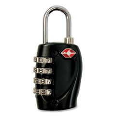 Four-Dial TSA Travel Lock, Metal, Black/Silver