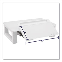 Adjustable Height Desktop Glass Monitor Riser with Dry-Erase Board, 14 x 10.25 x 2.5 to 5.25, White, Supports 100 lb