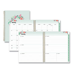 Frosted Weekly/Monthly Planner, 11 x 8.5, Laurel, 2022