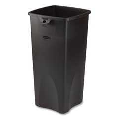 Untouchable Square Waste Receptacle, Plastic, 23 gal, Black