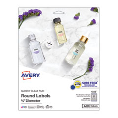 Avery® Sure Feed Glossy Clear Round Labels