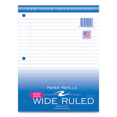 Notebook Filler Paper, 3-Hole, 8 x 10.5, Wide/Legal Rule, 200/Pack