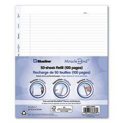 MiracleBind Ruled Paper Refill Sheets for all MiracleBind Notebooks and Planners, 11 x 9.06, White/Blue Sheets, Undated