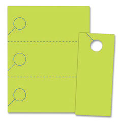 Small Micro-Perforated Door Hangers, 65 lb Cover Weight, 8.5 x 11, Green, 3 Hangers/Sheet, 334 Sheets/Pack