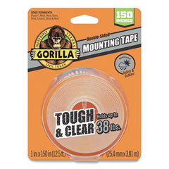 Tough & Clear Double-Sided Mounting Tape, Permanent, Holds Up to 0.25 lb per Inch, 1" x 12.5 ft, Clear