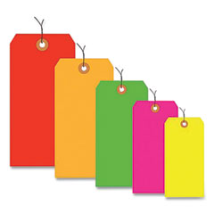 Wired Shipping Tags, 13-pt. Stock, 4.75 x 2.38, Fluorescent Yellow, 1,000/Pack