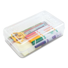 Gem Polypropylene Pencil Box with Lid, Polypropylene, 8.5 x 5.25 x 2.5, Clear