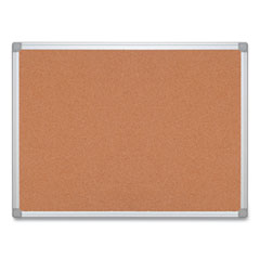 Earth Cork Board, 36 x 24, Tan Surface, Silver Aluminum Frame