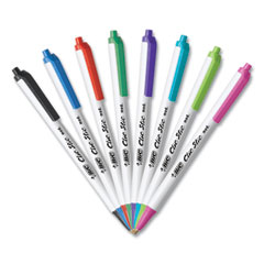 Clic Stic Ballpoint Pen, Retractable, Medium 1 mm, Assorted Ink Colors, White Barrel, 18/Pack