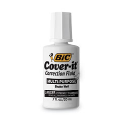 Cover-It Correction Fluid, 20 ml Bottle, White, Dozen