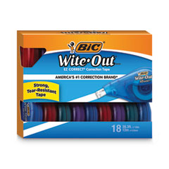 Wite-Out EZ Correct Correction Tape Value Pack, Non-Refillable, Blue/Orange Applicators, 0.17" x 472", 18/Pack