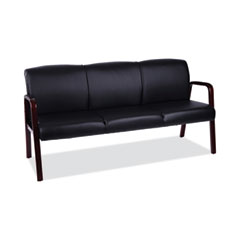 Alera Reception Lounge WL 3-Seat Sofa, 65.75 x 26.13 x 33, Black/Mahogany