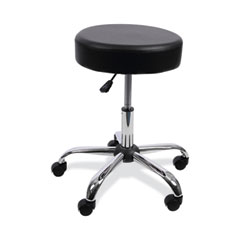 Height Adjustable Lab Stool, Backless, Supports Up to 275 lb, 19.69" to 24.80" Seat Height, Black Seat, Chrome Base