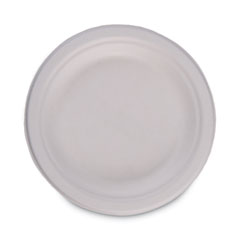 Bagasse Dinnerware, Plate, 6" dia, White, 1,000/Carton