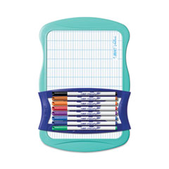 Intensity Dry Erase Board/Markers Kit, 9 Markers/Dual-Sided Dry Erase Board, 7.8 x 11.8, White Surface, Plastic Blue Frame