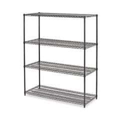 All-Purpose Wire Shelving Starter Kit, Four-Shelf, 60w x 24d x 72h, Black Anthracite Plus