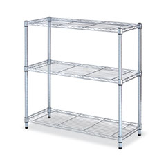 Residential Wire Shelving, Three-Shelf, 36w x 14d x 36h, Silver