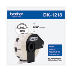 Brother DK1218 - White Round Paper Adhesive Labels