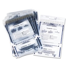 Clear Dual Deposit Bags, Tamper Evident, Plastic, 11 x 15, 100 Bags/Pack