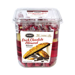 Biscotti, Dark Chocolate Almond, 1 lb 5 oz Tub, 25 Pieces/Tub, 1 Tub/Carton, Ships in 1-3 Business Days