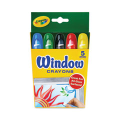 Washable Window Crayons, Assorted Colors, 5/Set