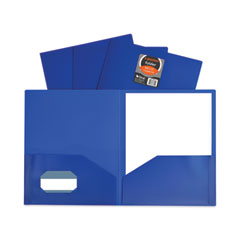 Two-Pocket Heavyweight Poly Portfolio Folder, 11 x 8.5, Blue, 25/Box