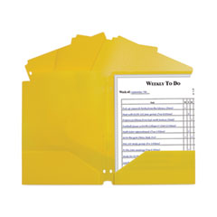 Two-Pocket Heavyweight Poly Portfolio Folder, 3-Hole Punch, 11 x 8.5, Yellow, 25/Box