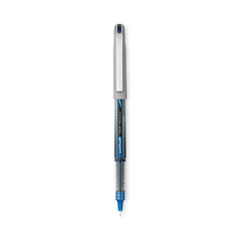 VISION Roller Ball Pen, Stick, Extra-Fine 0.5 mm, Blue Ink, Black/Blue/Clear Barrel, 12/Pack