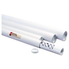 White Mailing Tubes, 18l x 2dia, White, 25/Carton