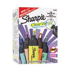 Clearview Tank-Style Highlighter, Assorted Ink Colors, Chisel Tip, Assorted Barrel Colors, 12/Pack