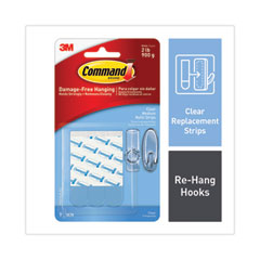 Refill Strips, Removable, Holds Up to 2 lbs, 0.63 x 1.75, Clear, 9/Pack