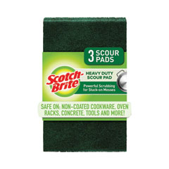 Heavy-Duty Scour Pad, 3.8 x 6, Green, 10/Carton