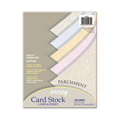 Array Card Stock, 65 lb Cover Weight, 8.5 x 11, Assorted Parchment Colors, 100/Pack