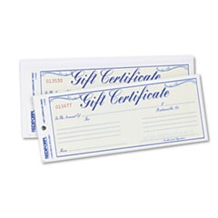 Gift Certificates w/Envelopes, 8-1/2w x 3-2/3h, Blue/Gold, 25/Pack