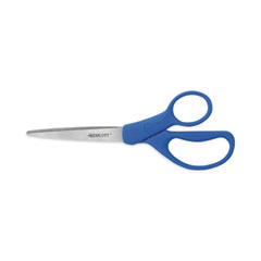 Preferred Line Stainless Steel Scissors, 8" Long, 3.5" Cut Length, Blue Straight Handles, 2/Pack