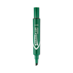 MARKS A LOT Large Desk-Style Permanent Marker, Broad Chisel Tip, Green, Dozen (8885)