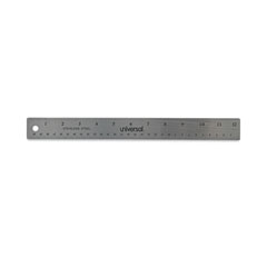 Stainless Steel Ruler with Cork Back and Hanging Hole, Standard/Metric, 12" Long