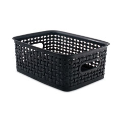 Plastic Weave Bin, Small, 10" x 7.5" x 4", Black