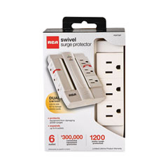 6 Outlet Swivel Surge Protector, 6 AC Outlets, 1,200 J, White