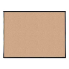 Cork Bulletin Board with Black Aluminum Frame, 47 x 35, Tan Surface